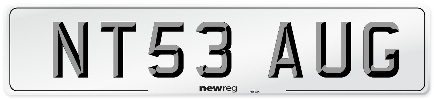 NT53 AUG Number Plate from New Reg